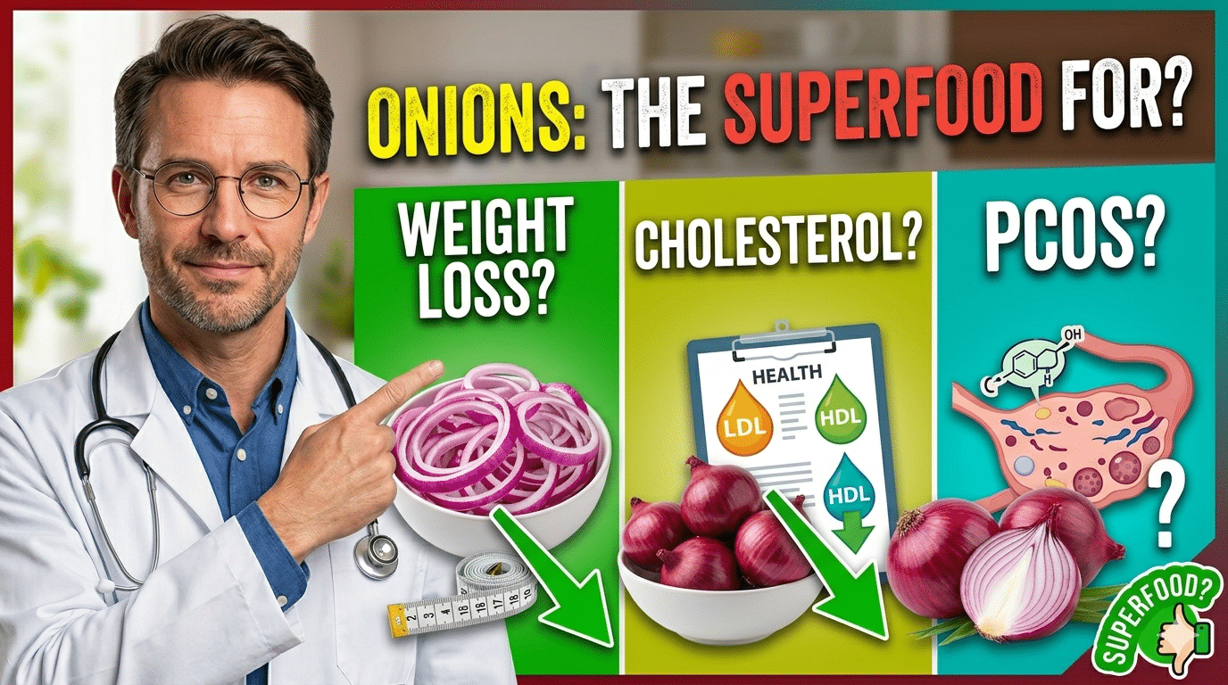 Man over 40 chopping red onions for a healthy meal with steak and vegetables