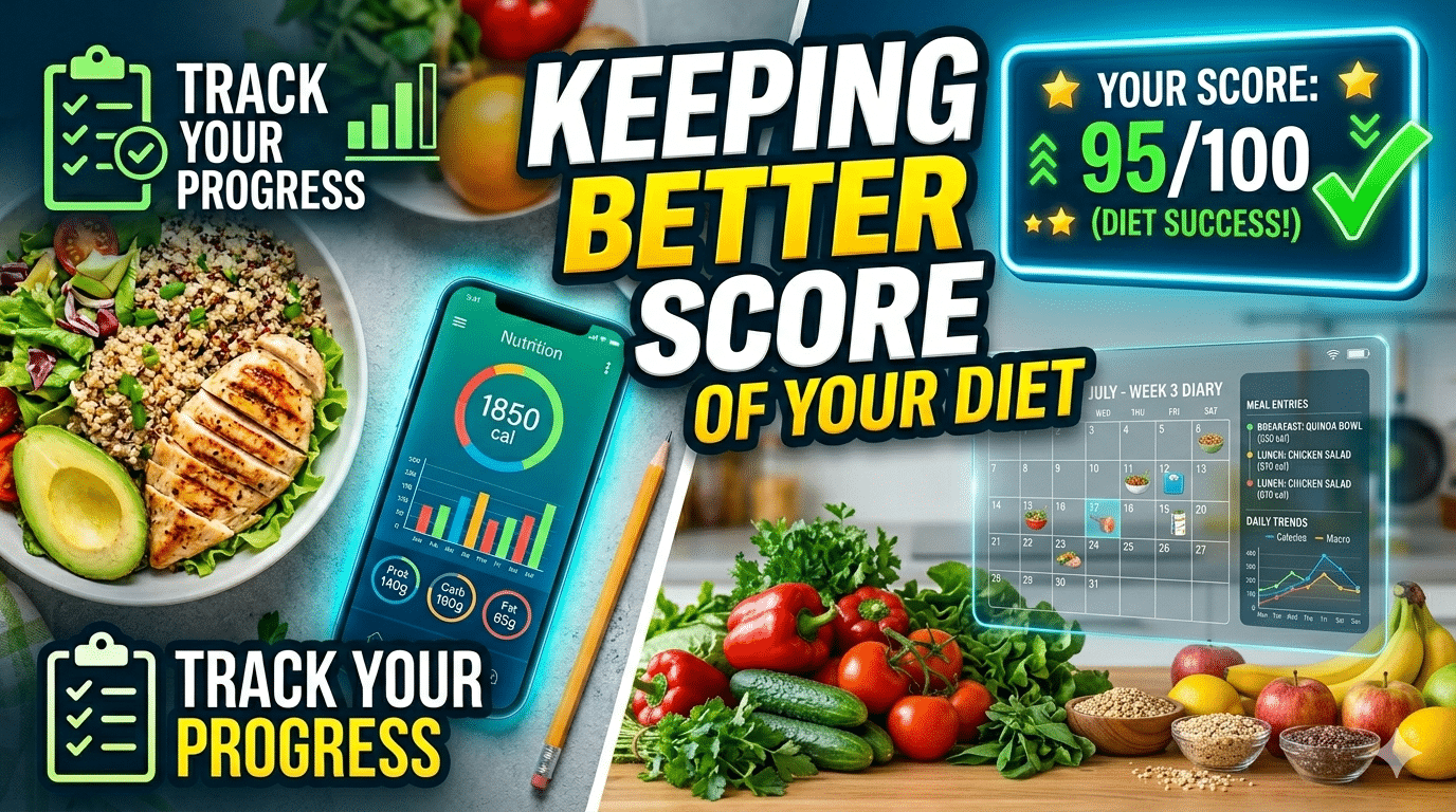 Man over 40 writing in a simple notebook while eating a high-protein meal with vegetables