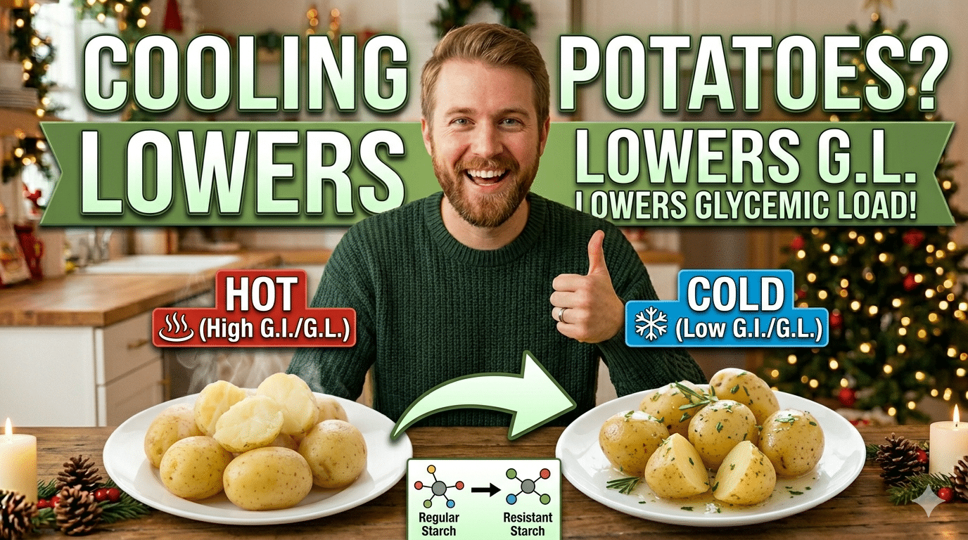 Man over 40 taking cooled potatoes out of fridge for a post-workout meal